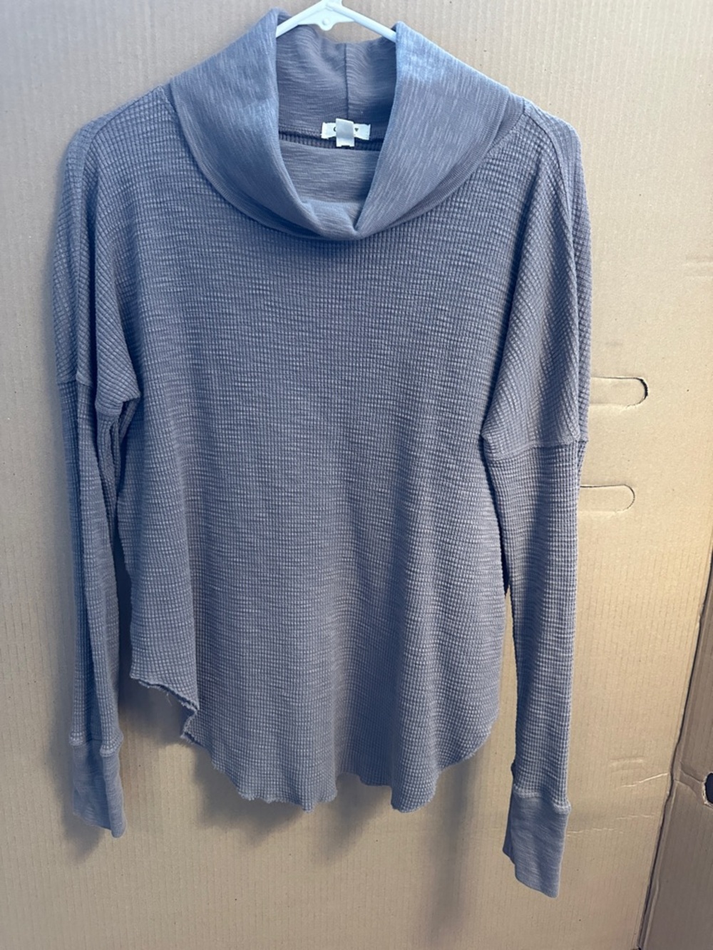 dylan Waffle-Knit Cowl Neck Sweater - Gray/Taupe